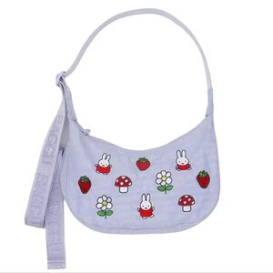 *NWT* BAGGU X MIFFY Strawberry Diasy Mushroom Miffy Small Nylon Crescent Bag